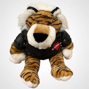 Dan Dee Collectors Choice Tiger Plush With Faux Leather Bomber Jacket Love